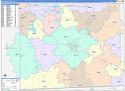 Lenawee County Wall Map Color Cast Style