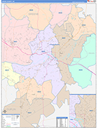 Lenoir County Wall Map Color Cast Style