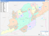 Letcher County Wall Map Color Cast Style