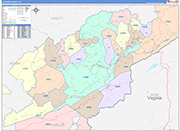 Letcher County Wall Map Color Cast Style