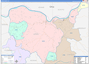 Lewis County Wall Map Color Cast Style