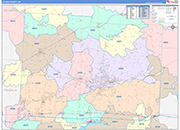 Licking County Wall Map Color Cast Style