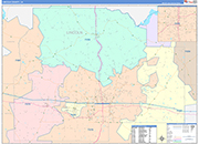 Lincoln County Wall Map Color Cast Style
