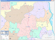 Lincoln County Wall Map Color Cast Style
