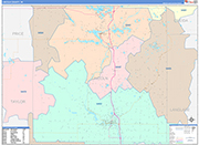 Lincoln County Wall Map Color Cast Style