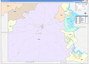 Llano County Wall Map Color Cast Style