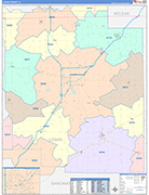 Logan County Wall Map Color Cast Style