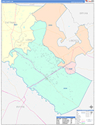 Long County Wall Map Color Cast Style