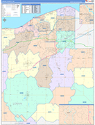 Lorain County Wall Map Color Cast Style