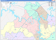 Loudon County Wall Map Color Cast Style