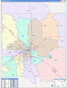 Lubbock County Wall Map Color Cast Style