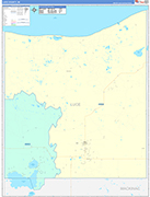 Luce County Wall Map Color Cast Style
