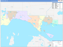 Mackinac County Wall Map Color Cast Style