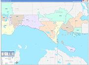 Mackinac County Wall Map Color Cast Style