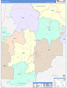 Macon County Wall Map Color Cast Style