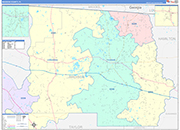 Madison County Wall Map Color Cast Style
