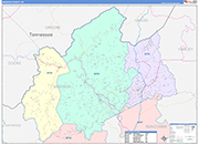Madison County Wall Map Color Cast Style