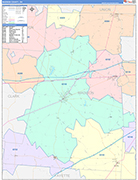 Madison County Wall Map Color Cast Style