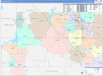 Mahoning County Wall Map Color Cast Style