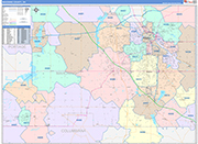Mahoning County Wall Map Color Cast Style