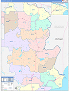 Marinette County Wall Map Color Cast Style