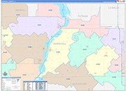 Marshall County Wall Map Color Cast Style