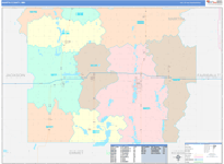 Martin County Wall Map Color Cast Style