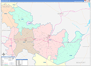 Martin County Wall Map Color Cast Style