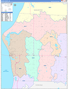 Mason County Wall Map Color Cast Style