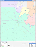 Mason County Wall Map Color Cast Style