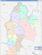 Mason County Wall Map Color Cast Style