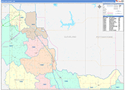 McClain County Wall Map Color Cast Style