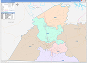 McCreary County Wall Map Color Cast Style