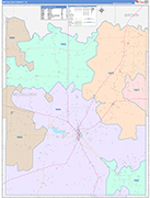 McCulloch County Wall Map Color Cast Style