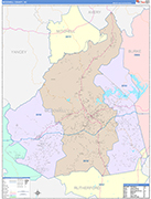 McDowell County Wall Map Color Cast Style