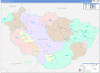McDowell County Wall Map Color Cast Style