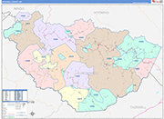 McDowell County Wall Map Color Cast Style