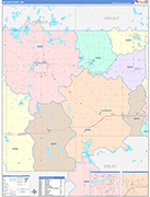 McLeod County Wall Map Color Cast Style