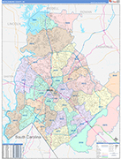 Mecklenburg Wall Map Color Cast Style