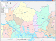 Mecklenburg County Wall Map Color Cast Style