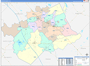 Merced Wall Map Color Cast Style