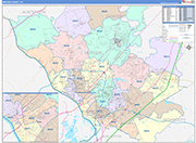 Mercer County Wall Map Color Cast Style