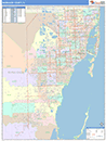 Miami-Dade Wall Map Color Cast Style