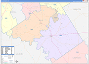 Mills County Wall Map Color Cast Style