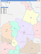 Moniteau County Wall Map Color Cast Style