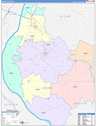Monroe County Wall Map Color Cast Style