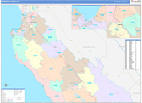 Monterey County Wall Map Color Cast Style