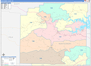 Montgomery County Wall Map Color Cast Style