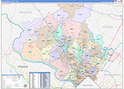 Montgomery County Wall Map Color Cast Style