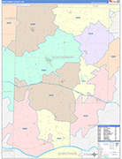 Montgomery County Wall Map Color Cast Style